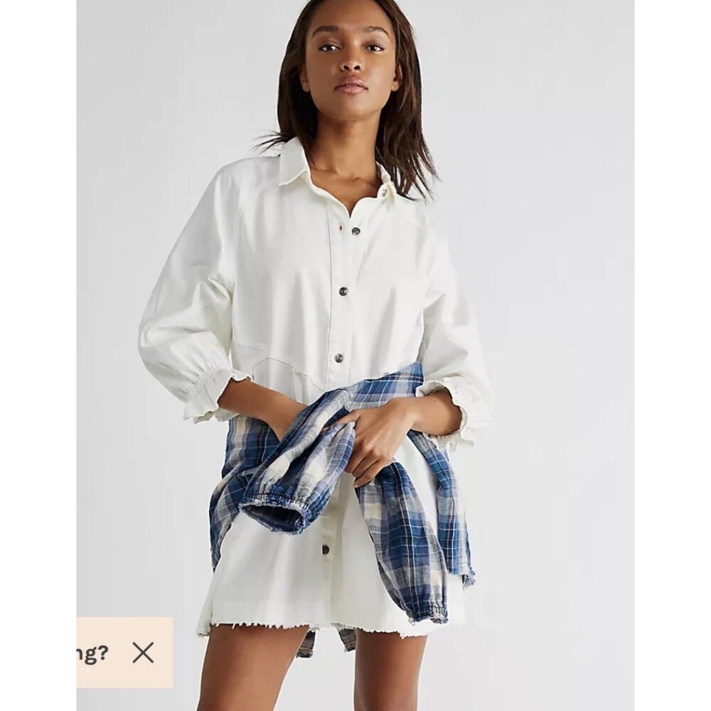 $128 Free People - We The Free Hannah Denim Mini Dress White Size S